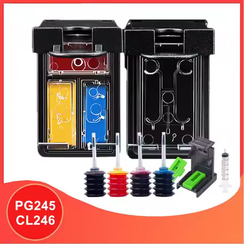 Refillable PG245 CL246 Ink Cartridge 245XL 246XL Replacement for Canon Pixma iP2820 MX492 MG2924 MX4