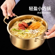 AT-🎇Cross-Border Korean Instant Noodle Pot Kitchen Stainless Steel Noodle Soup Pot Golden Binaural Ramen Pot Troops Smal