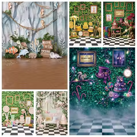 MOON.QG Whimsical Wonka Candy Wonderland Photography Background Golden Ticket Photo Backdrop Home De