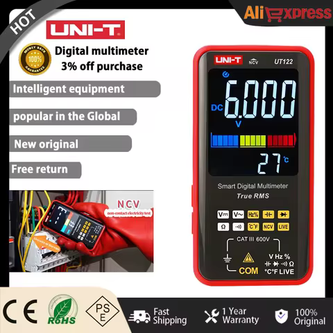 UNI-T Smart Digital Multimeter UT121A UT121B UT122 AC DC Voltage Tester Multimeter True RMS Digital 