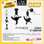 FANCO Vino DC Corner Fan With Remote Control 3 Blade 18'' (Ceiling&amp;Wall Mount)