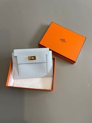 Hermes Kelly pocket compact wallet 天藍色