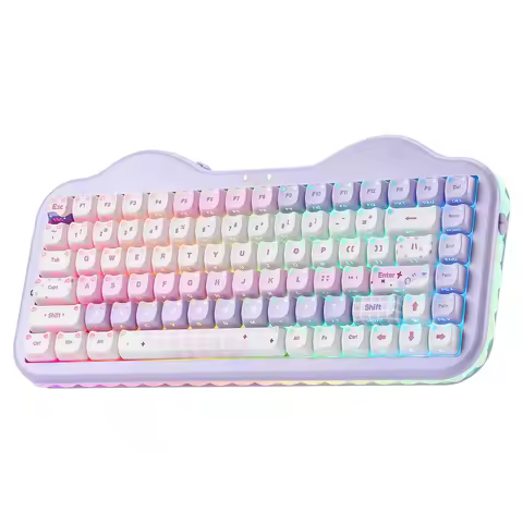 YUNZII C75 MAO Edition Mechanical Keyboard,Cute Ear Translucent Keycap,Wireless 75% NKRO Keyboards,R