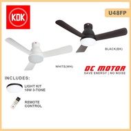 KDK Ceiling Fan U48FP 48inch fan with 18W 1-TONE Light Kit and remote control