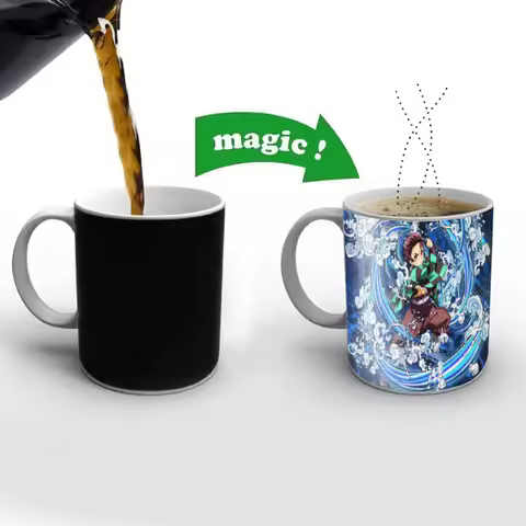 Demon Slayer Graphic Anime Ceramic Coffee Mugs Color Change Tea Cup Milk Cups Interesting Gifts