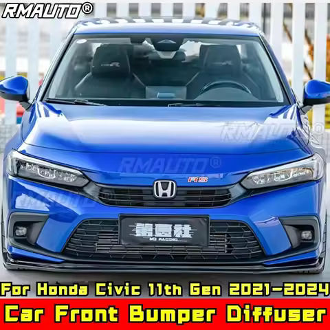 For Civic Body Kit Front Bumper Splitter Glossy Black RS Style Bumper Spoiler for Honda Civic 11th G