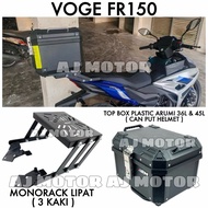 VOGE FR150 MONORACK LIPAT 3 KAKI & TOP BOX PLASTIC ARUMI 36L 45L FR 150 RACK CARRIER ADJUST TANKER P