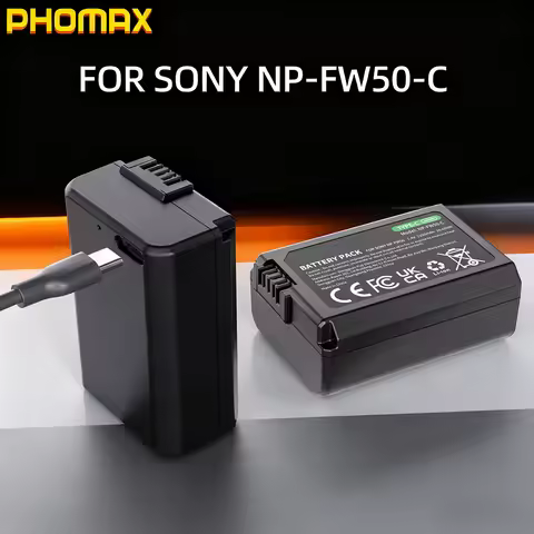 PHOMAX 2250mAh NP-FW50 NPFW50 Battery Type-C direct charge for Sony a6400 a6000 zve10 a6300 a 7 m2 a