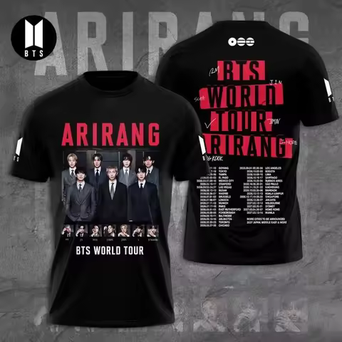 BTS World Tour 2026 Arirang AOP T-Shirt Arirang World Tour Concert T-shirt 2026 Summer Men Women Cot