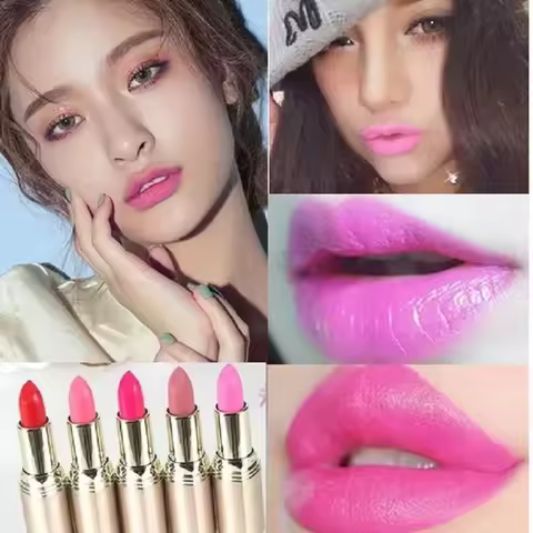 10 Colors Pink Lipstick Waterproof Matte 24 Hours Long Lasting Non-Stick Cup Red Rose Lip Tint Velve