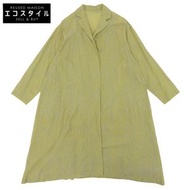 Jurgen Lehl Unused Cotton wave Stripe and Dot Buttonless Long Shirt Coat, Women's, Green, Size M (J0