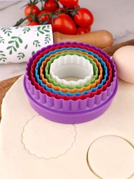 6入組彩色圓形塑料餅乾切模具,隨機顏色和款式,適合廚房早餐烘焙,可用於製作餅乾、蛋糕、鬆餅、麵包、慕斯、三明治等食品