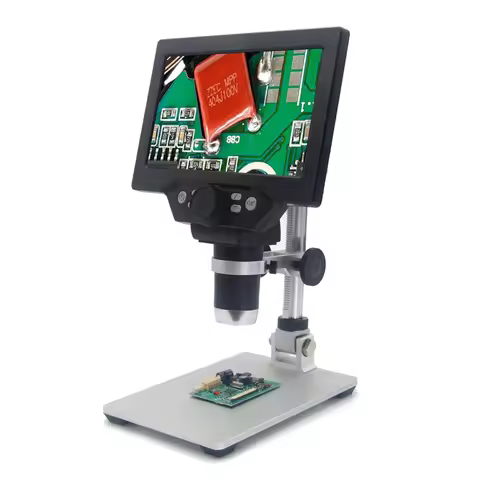 G1200 7-Inch Digital Microscope 1200x Continuous Zoom HD 12MP Industry Microscope Adjustable Stand B