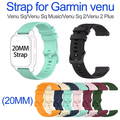20mm Watch Strap For Garmin Venu Silicone Watchbands Strap For Garmin Venu sq sq music Bands
