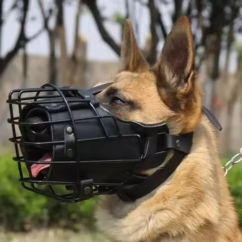 Anti-Bite Dog Training Mouth Cage Mask Dog Tactical Impact Metal Muzzle for German Shepherd Doberman