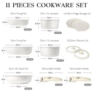 GiPP 3/5/11 Piece Non-Stick Cookware Set Removable Handles Induction Kitchen Set Suitable for all co