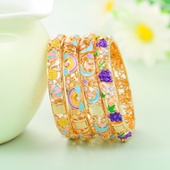 Weidni Beijing Cloisonné Children's Bracelet with Open Design, Inlaid with Diamonds, Hollow Bracelet