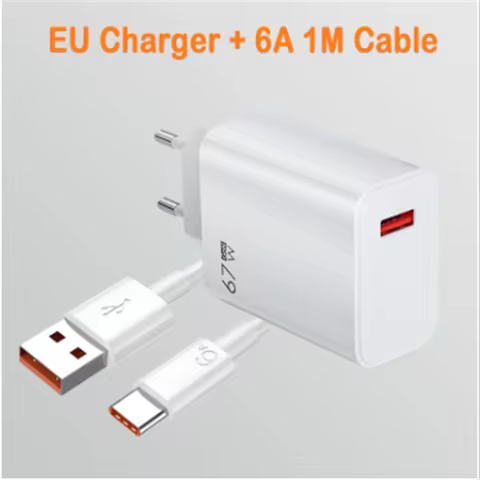 67W USB C Fast Charger Quick Charging Charger QC 3.0 USB Charger Adapter With Type C Charging Cable