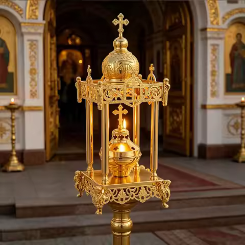 New 2026 Gold Plated Catholic Orthodox Altar Lantern Censer for Church Liturgy Home Altar Prayer Dev