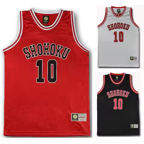 Shohoku Anime School Basketball Team Jersey Cosplay Costume Sakuragi Hanamichi Rukawa Red Jersey Spo