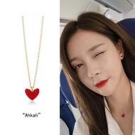 DOYO Japan AHKAH small red heart necklace ladies 18K gold Shen Mengchen star with the same coral lov
