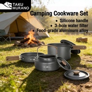 TAKU Portable cookware set  silicone handle alat memasak perkhemahan Outdoor camping cookware set
