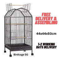 Bird Cage Assembled Parrot Cage with Trolley Big Cage and Top Stand for Small to Medium Bird & Parro