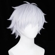 Silver Violet Wig for Satoru Gojo Cosplay, Mens Short Fluffy Spiky Hair Wig for Anime Cosplay Hallow