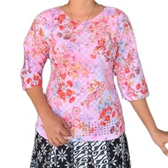 Blus katun bolong bordir bunga motif terbaru