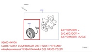 คลัทซ์คอมเพรสเซอร์ NISSAN NAVARA D23 NP300 YD25TI 92660-4KV0A CLUTCH ASSY-COMPRESSOR D23T YD25TI "TH