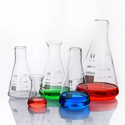 Glass Conical Erlenmeyer Flask 50/100/150/200/250/300/500/1000/2000/3000/5000ML G3.3 Lab Supplies Bo