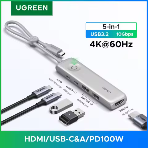 UGREEN 5-in-1 USB-C Docking Station Hub for 4K@60Hz HDMI PD 3.0 Fast Charging USB 3.2 Adapter for La