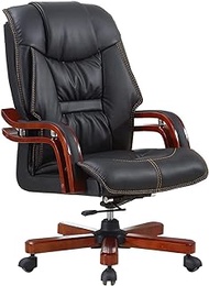 Big and Tall Executive Office Chairs, High Back Ergonomic Chair with Thick Padded, Solid Wood Arms and Base, Bonded Leather Desk Chair, for Office, Home, Study lofty ambition
