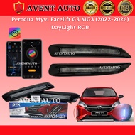 DTK Perodua Myvi G3 Facelift 2022 - 2026  Dynamic Front DRL RGB Daylight With Signal Running APP Con