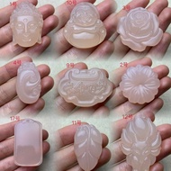 สร้อยคอจี้หยกธรรมชาติสีชมพูดอกบัวสำหรับผู้หญิง จี้หยกธรรมชาติแบบล็อคความปลอดภัย สร้อยคอหยกธรรมชาติ จ