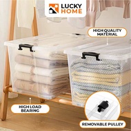 🇸🇬Lucky Home🔥Transparent Storage Box Organizer Stackable Container Waterproof With Wheels 15L/42L/47