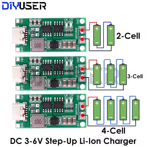 Multi-Cell 2S 3S 4S Type-C To 8.4V 12.6V 16.8V Step-Up Boost LiPo Polymer Li-Ion Charger 7.4V 11.1V 