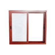 Global House WELLINGTAN หน้าต่างอะลูมิเนียม บานเลื่อน SS RWCW1211-2P 120x110ซม. สีลายไม้แดง พร้อมมุ้