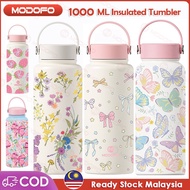 MODOFO 1000ML Insulated Tumbler Thermos Bottle Aesthetic Tumbler Thermal Flask Tumbler SUS Botol Air