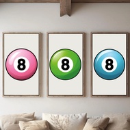 Trendy 8 Ball Print Set Lucky You Poster 8 Pool Ball Print Aesthetic Room Decor Dopamine Decor