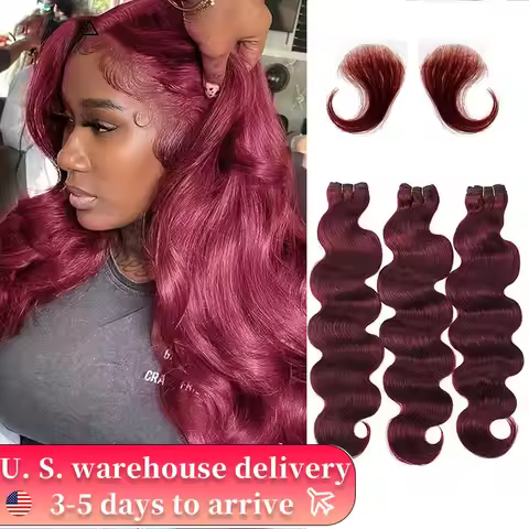 Human Hair Bundles Burgundy Body Wave Bundles Brazilian Red Color Human Hair Bundles #99j Bundle Hai