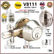 (HEAVY DUTY) YALE V8111 8111 SINGLE CYLINDER DEADBOLT DEAD BOLT LOCK (SILVER, BROWN) US32D US11