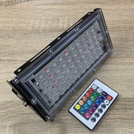 Lampu Sorot RGB Warna Warni 50 Watt 50W Slim Remote Outdoor Floodlight