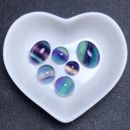 Natural Fluorite Crystal Raw Stone DIY Wire Embedded Ring Bracelet Pendant Earring Flat Bottom Egg S