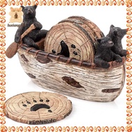 [luxiang.vn] Set of 6 Full Size Bear Coasters, Rustic Lodge Style Lack Bear  Decorations for the Hom
