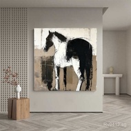 Black and White Horse Oil Painting Decoration Niche Wall Art Background Wall Art Hanging Painting En