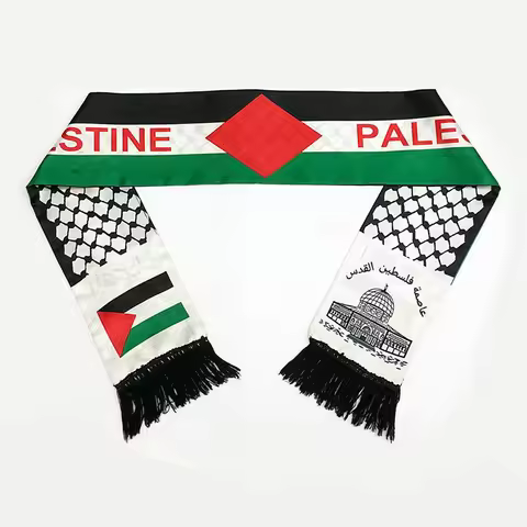 Aerlxemrbrae Palestine flag Custom Scarf palestine national day 14*130cm Scarf Printing Satin Palest