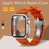 Hermes Strap+Case For iwatch band 44mm 45mm 40mm 41mm 45 mm Kilim Single Tour Silicone Bracelet i Wa