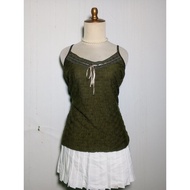 ‎Y2k camisole top y2k retro Olive with Lace
