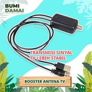 Bumi Damai Penguat Sinyal Antena TV Digital DVB-T2 Receiver Amplifier Signal Booster 4K HD Televisi Kabel Jack USB UHF